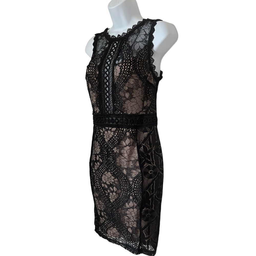 Entry Women’s Black Cocktail Evening Party mini Lace Dress sz M